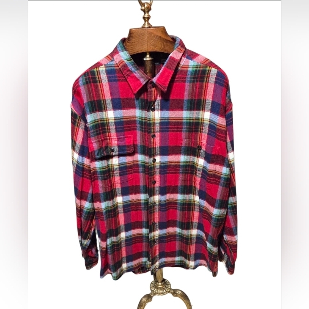 Vintage Polo Ralph Lauren Country Men's Flannel Red Tartan Plaid Size 4XL Big